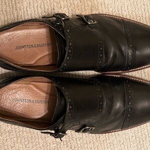 Johnston & Murphy Black Double Monk Strap Oxfords